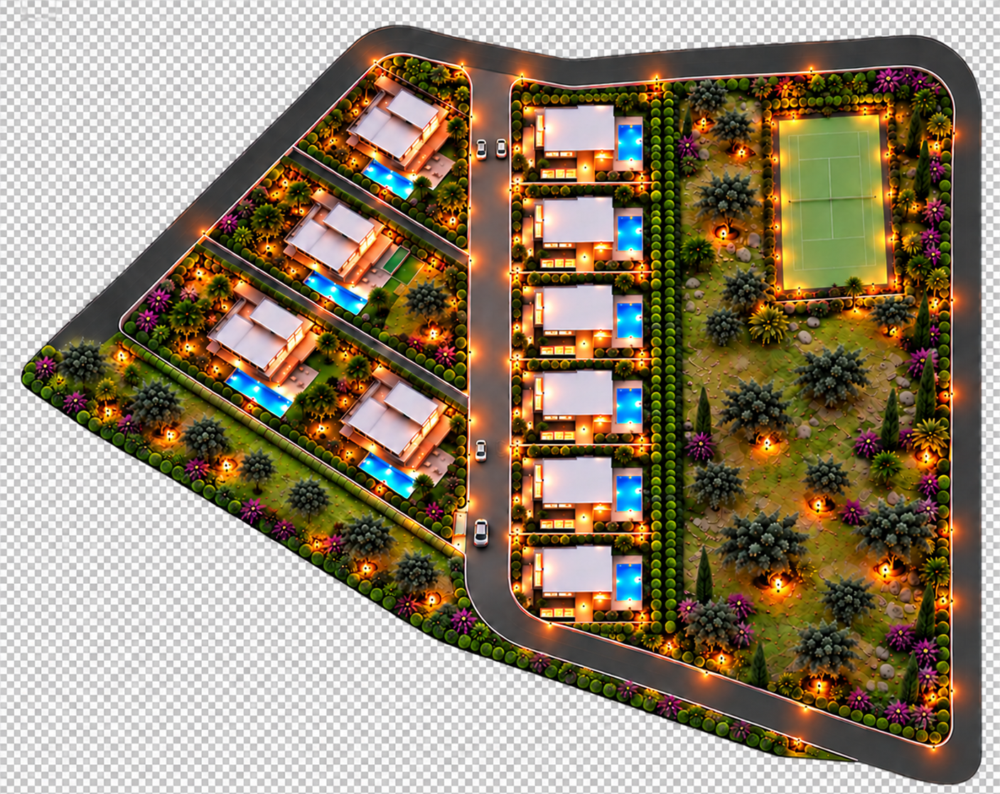 Serene Living project masterplan - night view